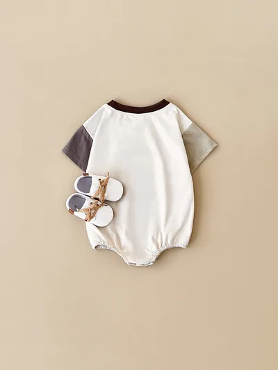 Baby Round Neck Letter Embroidery Casual Cute Jumpsuit