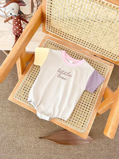 Baby Round Neck Letter Embroidery Casual Cute Jumpsuit