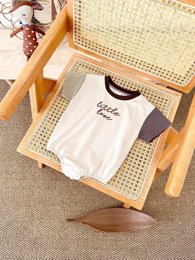 Baby Round Neck Letter Embroidery Casual Cute Jumpsuit