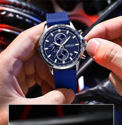 New Men's Silicone Strap Six-pin Steel Strap Business Casual Watch