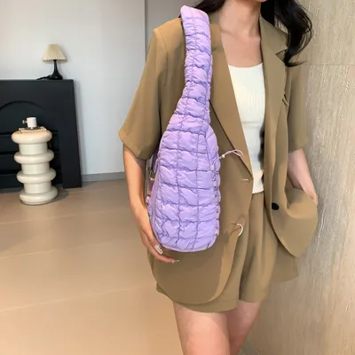 Casual Chest Bag Women's Down Cotton-padded Shoulder Messenger Bag