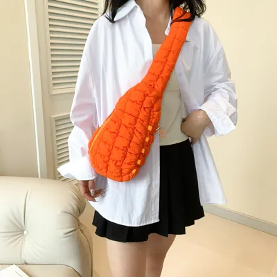 Casual Chest Bag Women's Down Cotton-padded Shoulder Messenger Bag