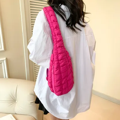 Casual Chest Bag Women's Down Cotton-padded Shoulder Messenger Bag