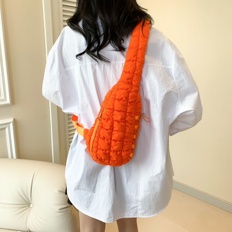 Casual Chest Bag Women's Down Cotton-padded Shoulder Messenger Bag