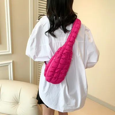 Casual Chest Bag Women's Down Cotton-padded Shoulder Messenger Bag