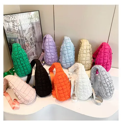 Casual Chest Bag Women's Down Cotton-padded Shoulder Messenger Bag