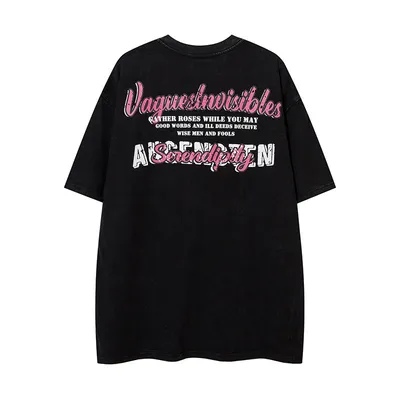 Retro Distressed Printed Short Sleeve Men