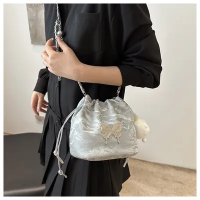 Chain Small Bag Female Butterfly Crossbody Single Shoulder Bucket Bag
