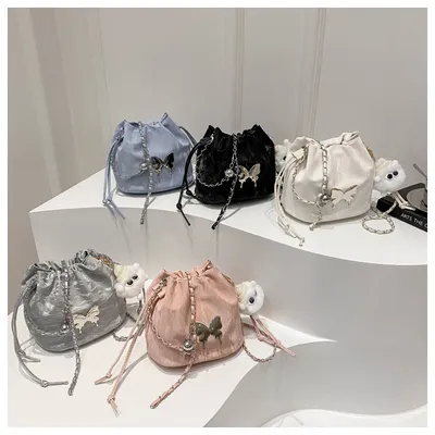 Chain Small Bag Female Butterfly Crossbody Single Shoulder Bucket Bag