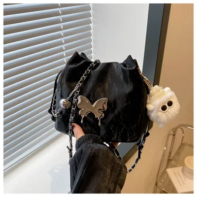 Chain Small Bag Female Butterfly Crossbody Single Shoulder Bucket Bag