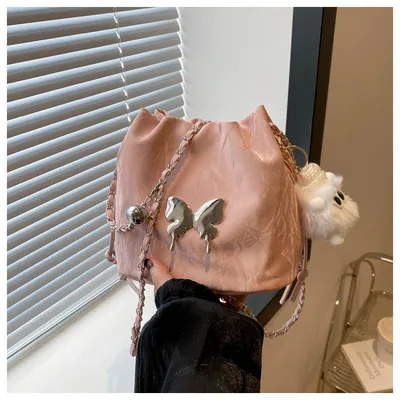 Chain Small Bag Female Butterfly Crossbody Single Shoulder Bucket Bag