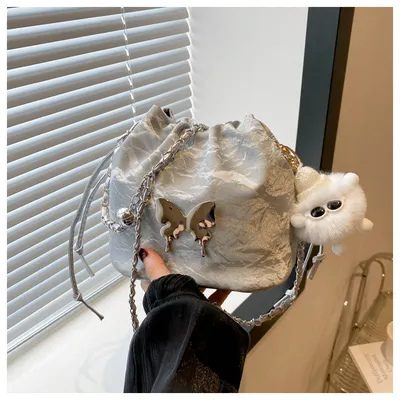 Chain Small Bag Female Butterfly Crossbody Single Shoulder Bucket Bag