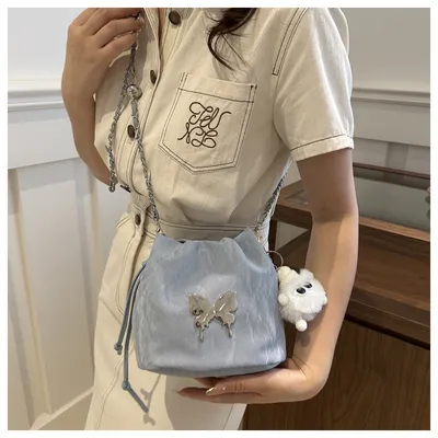 Chain Small Bag Female Butterfly Crossbody Single Shoulder Bucket Bag