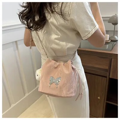 Chain Small Bag Female Butterfly Crossbody Single Shoulder Bucket Bag
