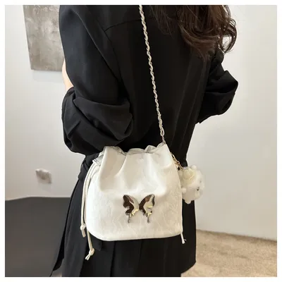 Chain Small Bag Female Butterfly Crossbody Single Shoulder Bucket Bag