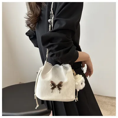 Chain Small Bag Female Butterfly Crossbody Single Shoulder Bucket Bag