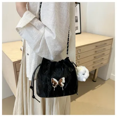 Chain Small Bag Female Butterfly Crossbody Single Shoulder Bucket Bag