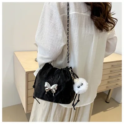 Chain Small Bag Female Butterfly Crossbody Single Shoulder Bucket Bag