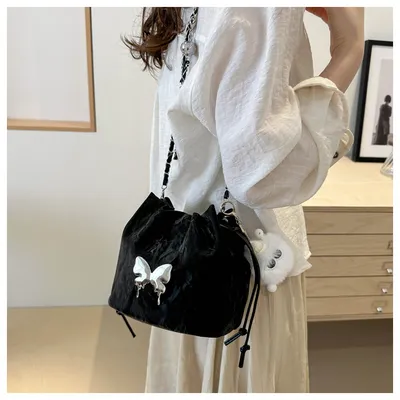 Chain Small Bag Female Butterfly Crossbody Single Shoulder Bucket Bag