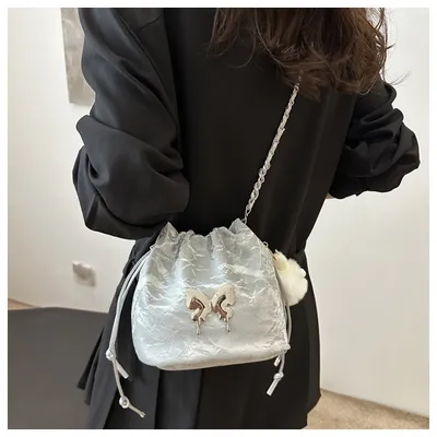 Chain Small Bag Female Butterfly Crossbody Single Shoulder Bucket Bag