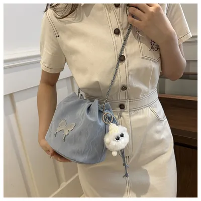 Chain Small Bag Female Butterfly Crossbody Single Shoulder Bucket Bag