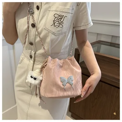 Chain Small Bag Female Butterfly Crossbody Single Shoulder Bucket Bag