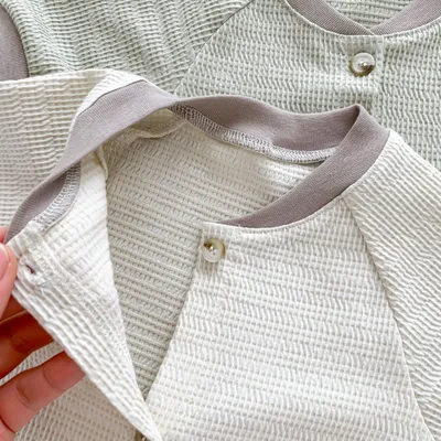 Baby Waffle Round Neck Solid Color Open Buckle Triangle Overalls