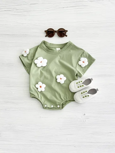 Baby Cute Jumpsuit Comfortable Crew Neck Casual Triangle Jumpsuit