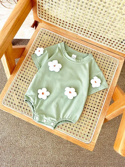 Baby Cute Jumpsuit Comfortable Crew Neck Casual Triangle Jumpsuit