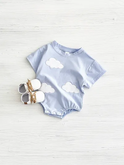 Baby Cute Jumpsuit Comfortable Crew Neck Casual Triangle Jumpsuit