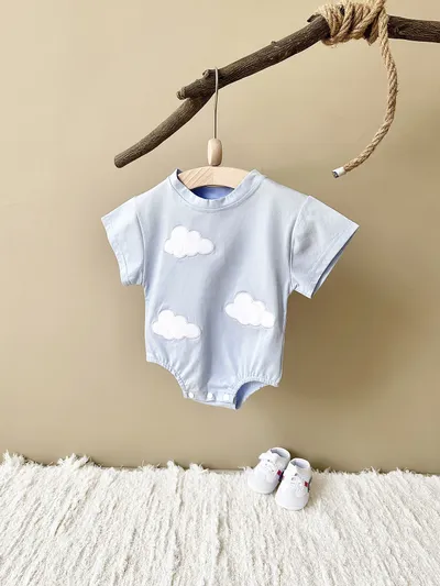 Baby Cute Jumpsuit Comfortable Crew Neck Casual Triangle Jumpsuit