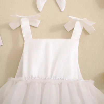 Baby Girl's Love Tulle Jumpsuit Headscarf Two-piece Set