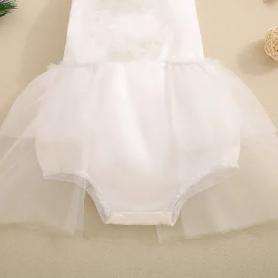 Baby Girl's Love Tulle Jumpsuit Headscarf Two-piece Set