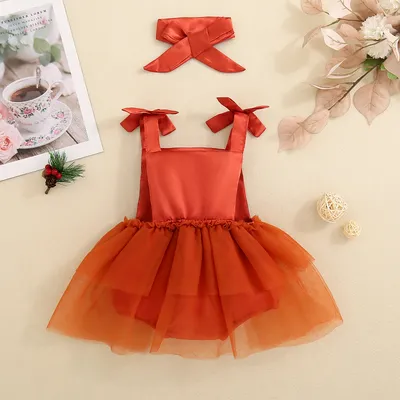 Baby Girl's Love Tulle Jumpsuit Headscarf Two-piece Set