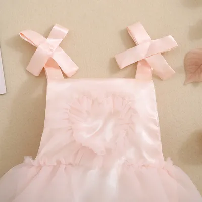 Baby Girl's Love Tulle Jumpsuit Headscarf Two-piece Set