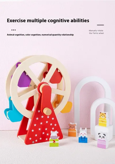 Wooden Animal Hand Ferris Wheel Baby Children Early Childhood Educational Toys