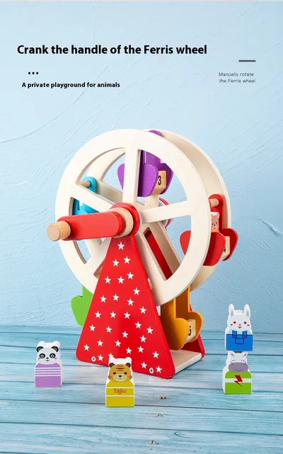 Wooden Animal Hand Ferris Wheel Baby Children Early Childhood Educational Toys