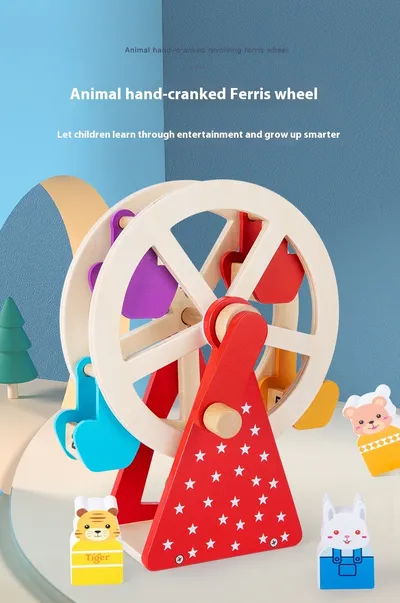Wooden Animal Hand Ferris Wheel Baby Children Early Childhood Educational Toys