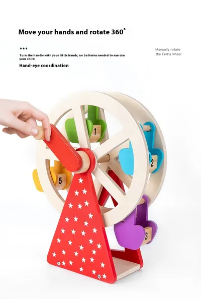 Wooden Animal Hand Ferris Wheel Baby Children Early Childhood Educational Toys