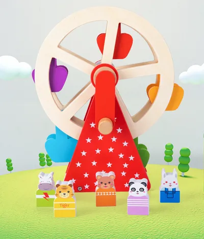 Wooden Animal Hand Ferris Wheel Baby Children Early Childhood Educational Toys