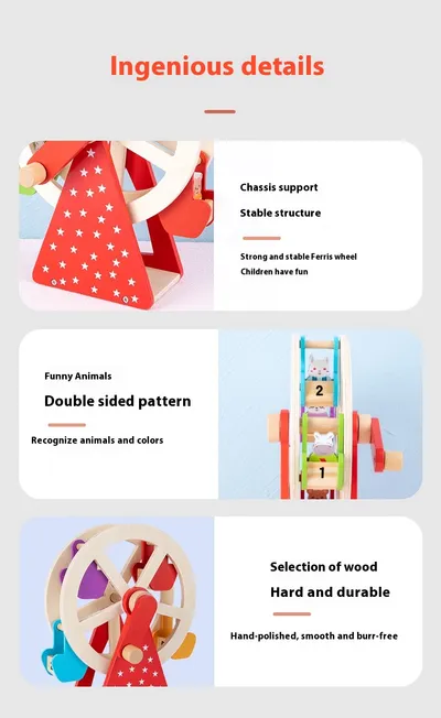 Wooden Animal Hand Ferris Wheel Baby Children Early Childhood Educational Toys