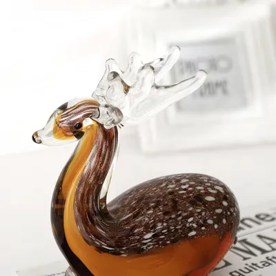 Handmade High-grade Glass Dog Ornaments Sika Deer Crafts Tea Table