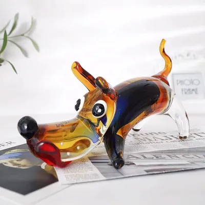 Handmade High-grade Glass Dog Ornaments Sika Deer Crafts Tea Table