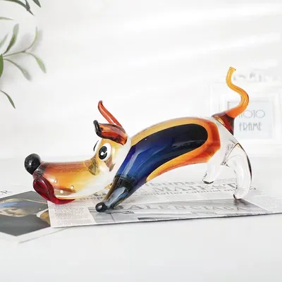 Handmade High-grade Glass Dog Ornaments Sika Deer Crafts Tea Table