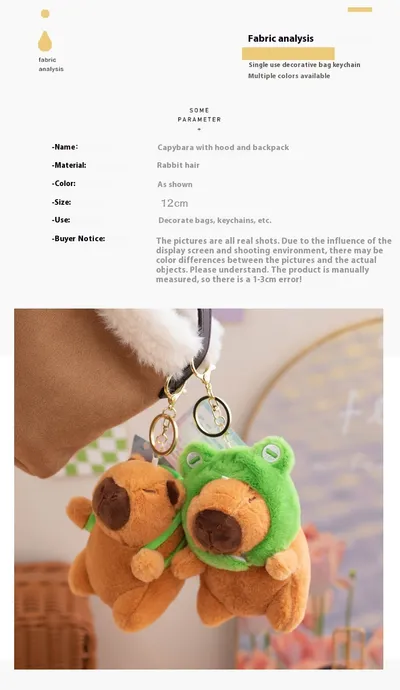 Capabala Capybara Doll Guinea Pig Plush Toy Small Pendant Girls' Bags Ornament Keychain