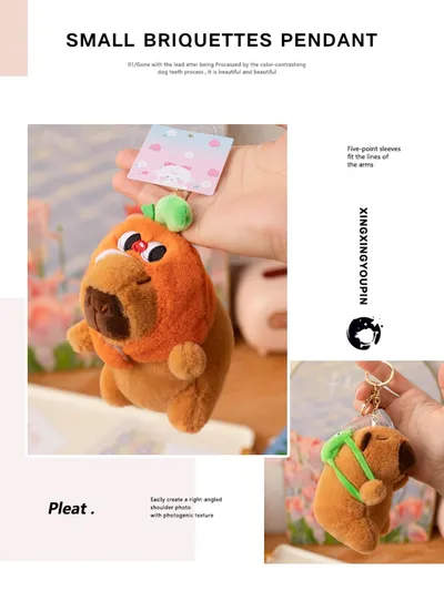 Capabala Capybara Doll Guinea Pig Plush Toy Small Pendant Girls' Bags Ornament Keychain