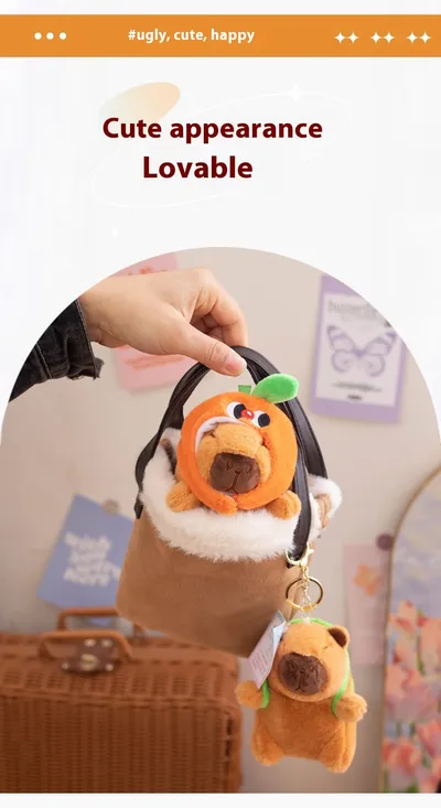 Capabala Capybara Doll Guinea Pig Plush Toy Small Pendant Girls' Bags Ornament Keychain