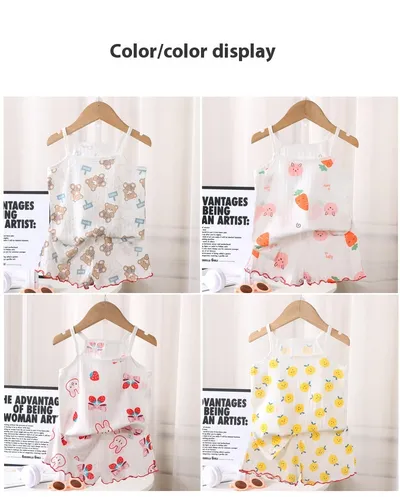 Children Straps Pajamas Summer Thin Baby Pantskirt Cotton Vest Girls' Sleeveless Homewear Suit
