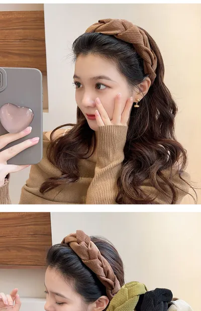 Women's Braided Braid Sponge Face Wash Hair Bands