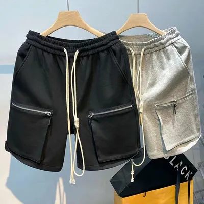 Zipper Workwear With Pocket Shorts Men's American Summer Loose